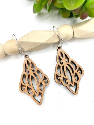 Chandelier Drop Earrings, Art Nouveau, Statement Jewelry, Wood Dangle Earrings, Best Friend Gift