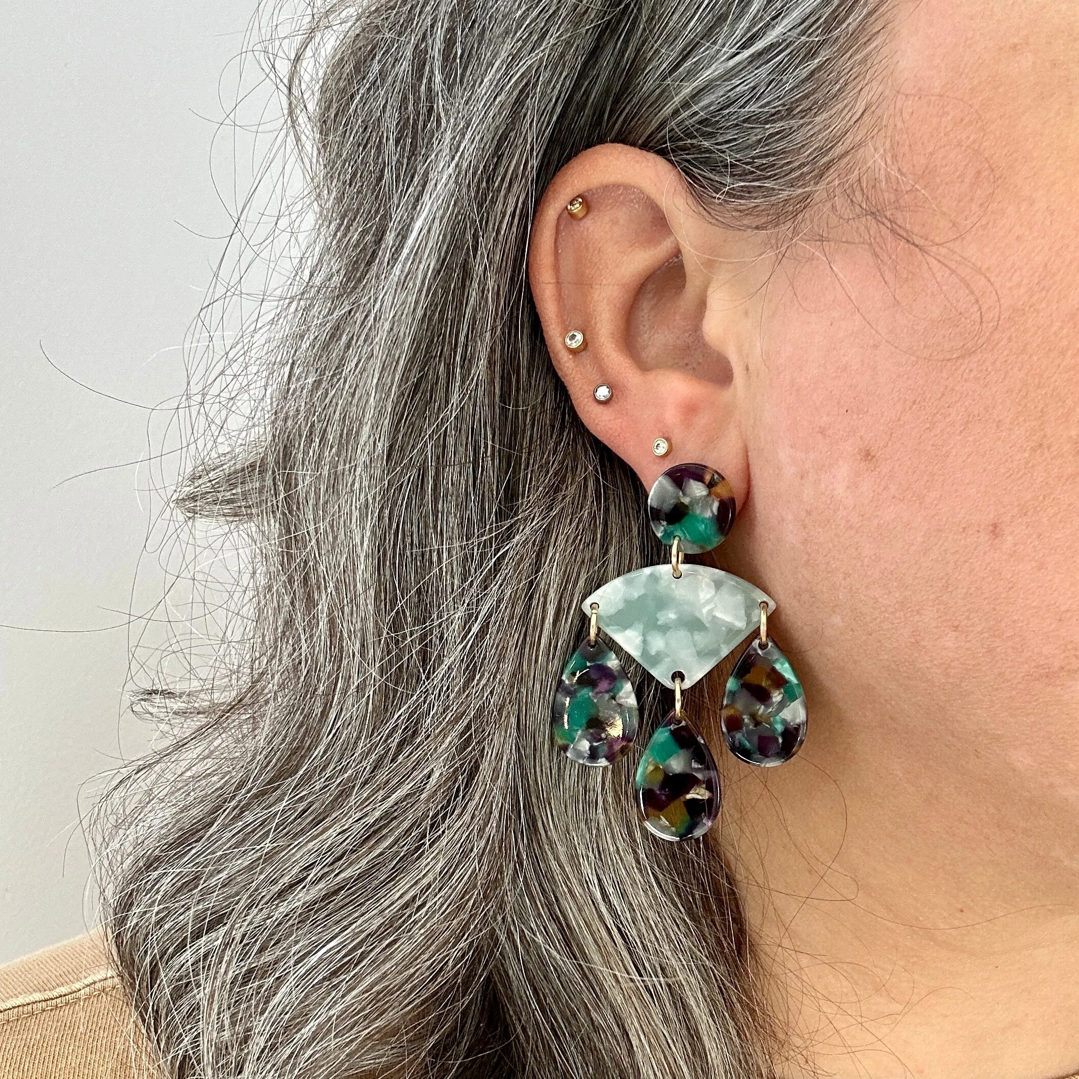 Chandelier Drop Earrings in Midnight Escape
