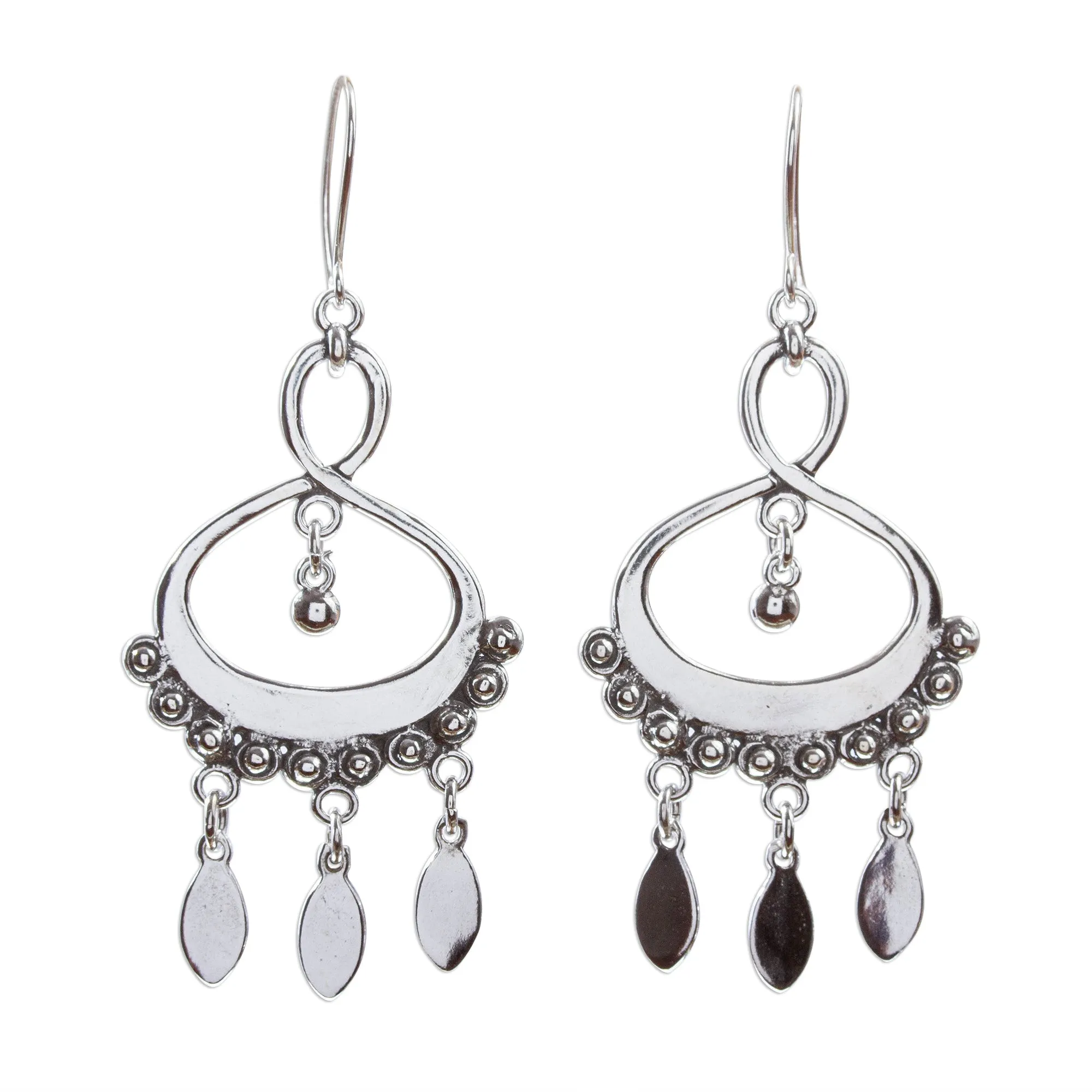 Chandelier Earrings Crafted from Sterling Silver - Infinite Joy | NOVICA
