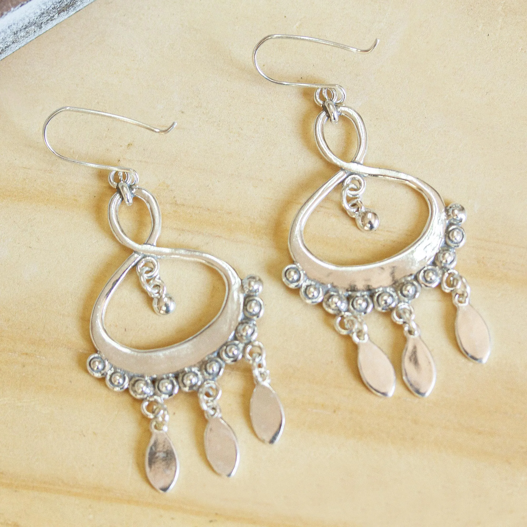 Chandelier Earrings Crafted from Sterling Silver - Infinite Joy | NOVICA