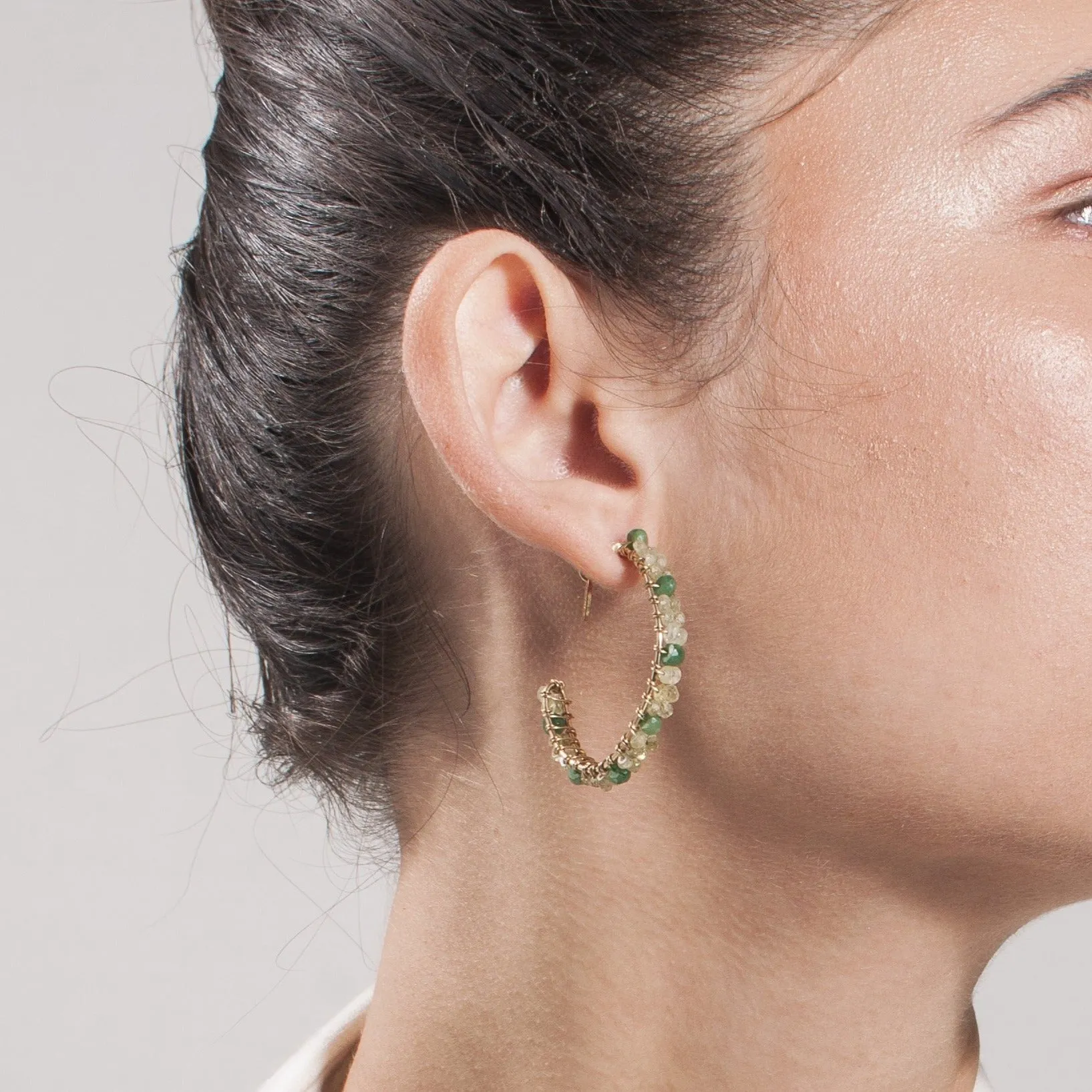 Cleopatra Hoop Earrings (30mm) - Peridot & Green Sapphire