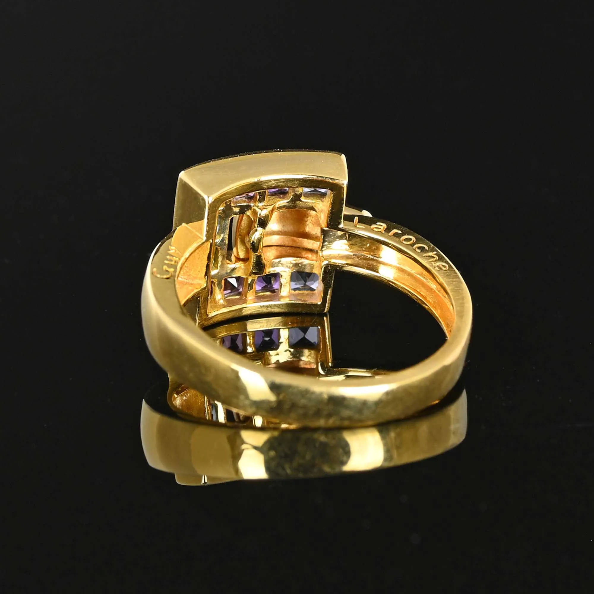 Colorful Multi Gemstone Buckle Ring in 18K Gold