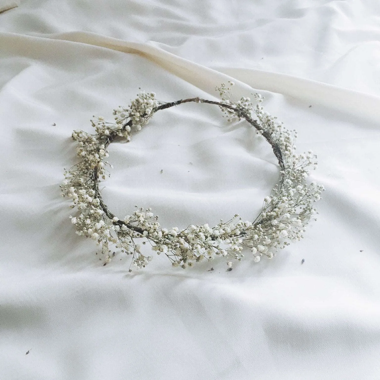 Cream Baby's Breath flower crown, Baby's Breath Real Dried Flower Crown, Wedding Crown, Rustic Wreath,dried Gypsophila boho crown