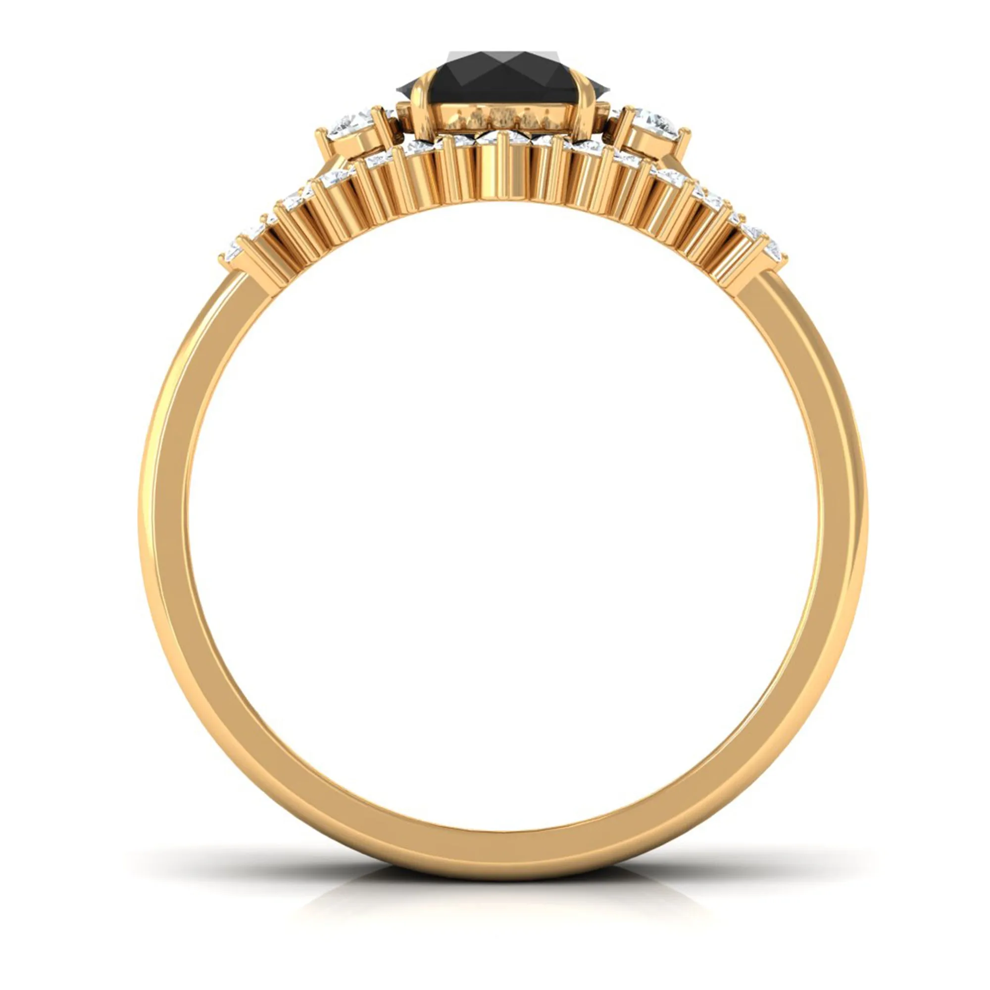 Created Black Diamond Designer Trio Wedding Ring Set with Diamond