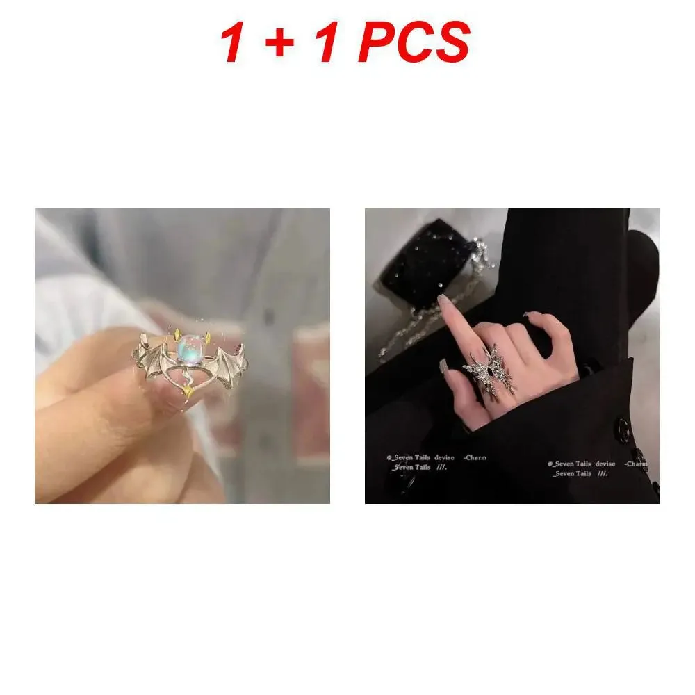 Creative Moonstone Inlay Rings New Style Light Luxury Niche Women Opening Adjustable Ring For Couples Friends Gifts
