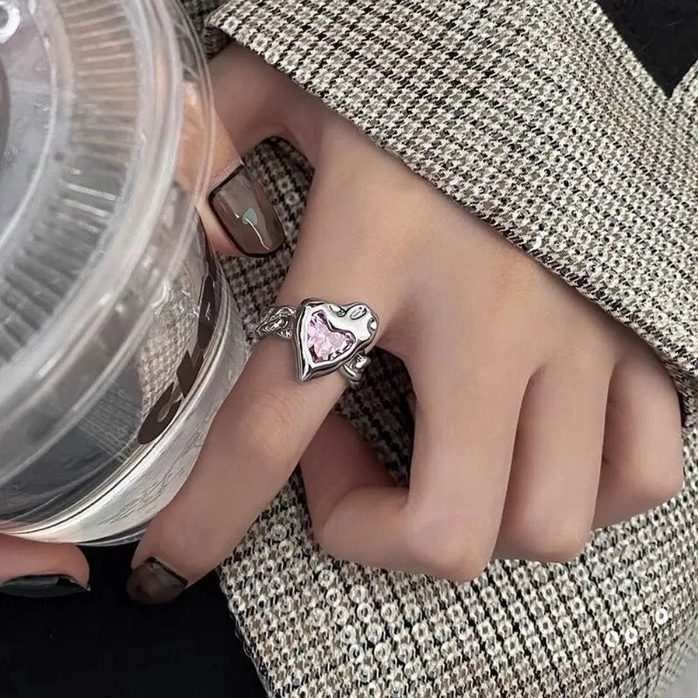 Creative Moonstone Inlay Rings New Style Light Luxury Niche Women Opening Adjustable Ring For Couples Friends Gifts