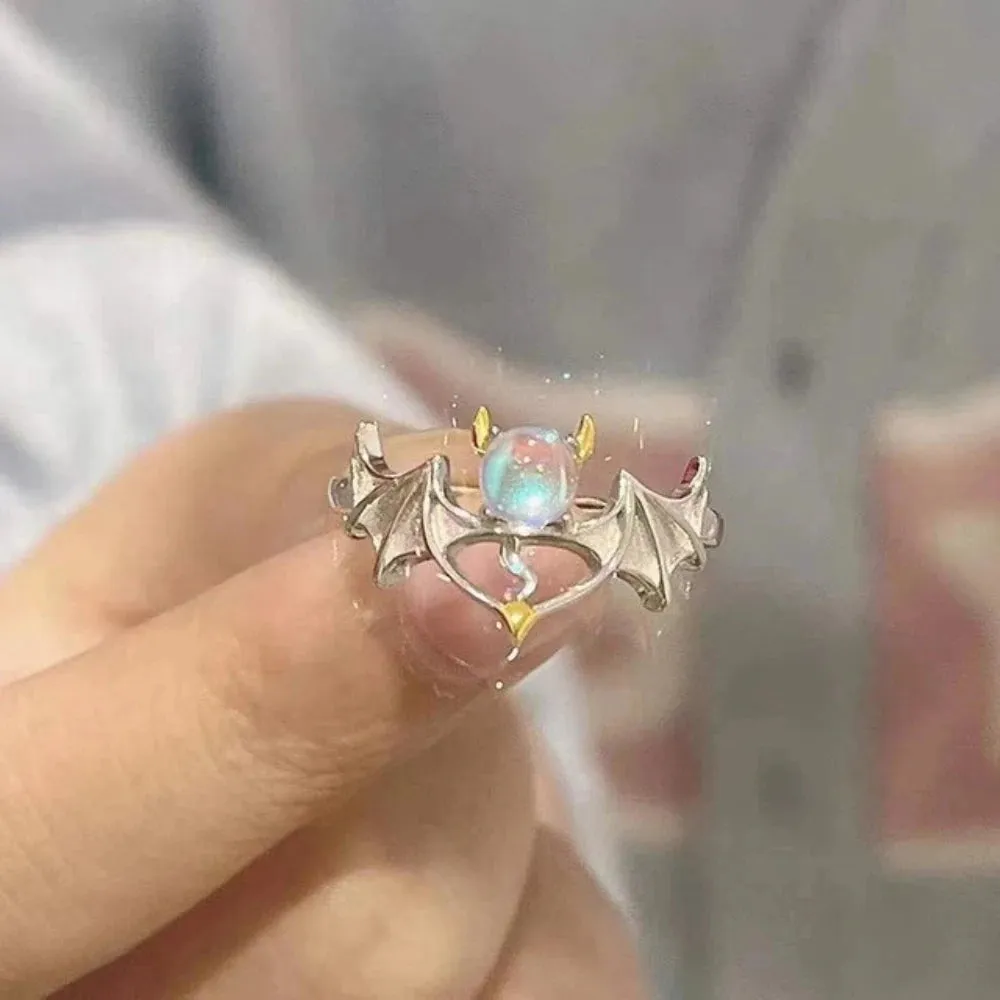 Creative Moonstone Inlay Rings New Style Light Luxury Niche Women Opening Adjustable Ring For Couples Friends Gifts