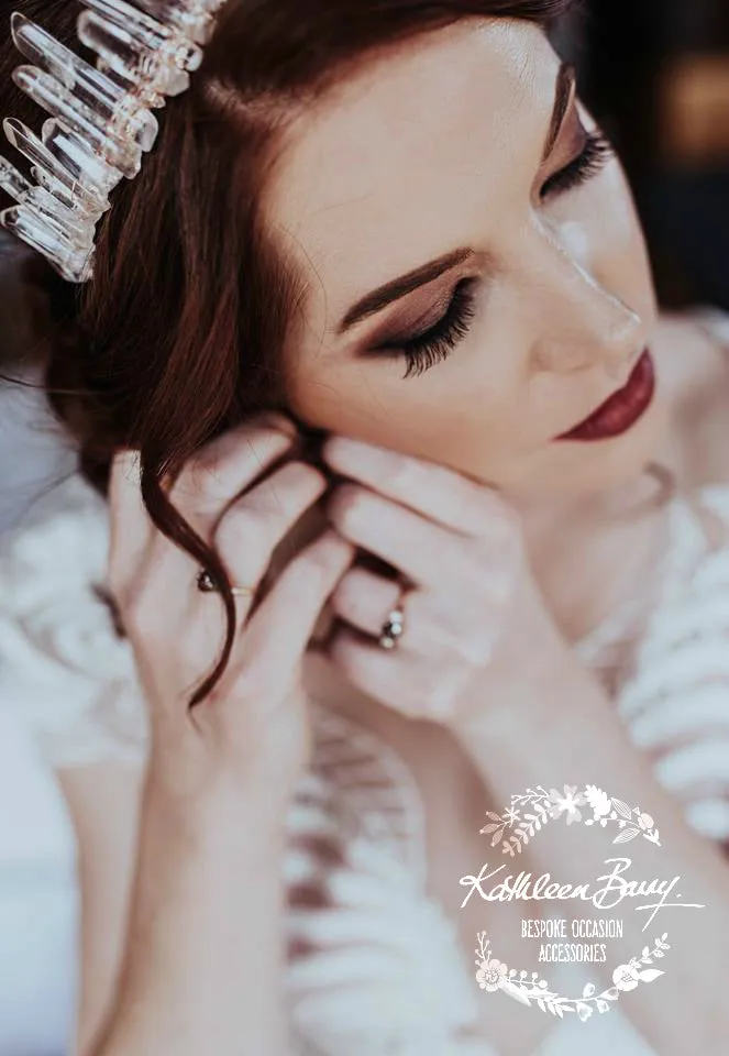 Crystal quartz bridal crown with rose gold, gold or silver wirework (more even grading)