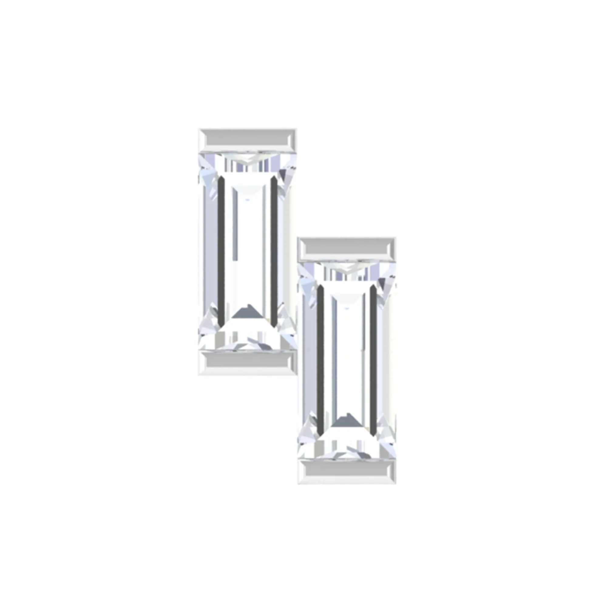 Dainty Baguette Moissanite 2 Stone Earring for Helix Piercing
