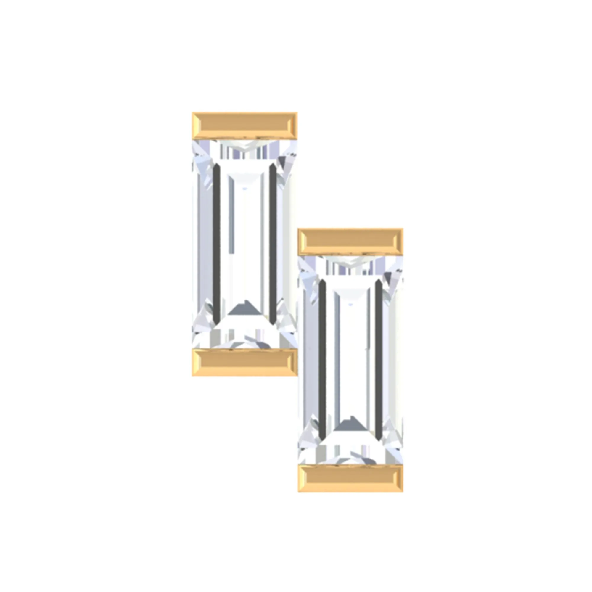 Dainty Baguette Moissanite 2 Stone Earring for Helix Piercing