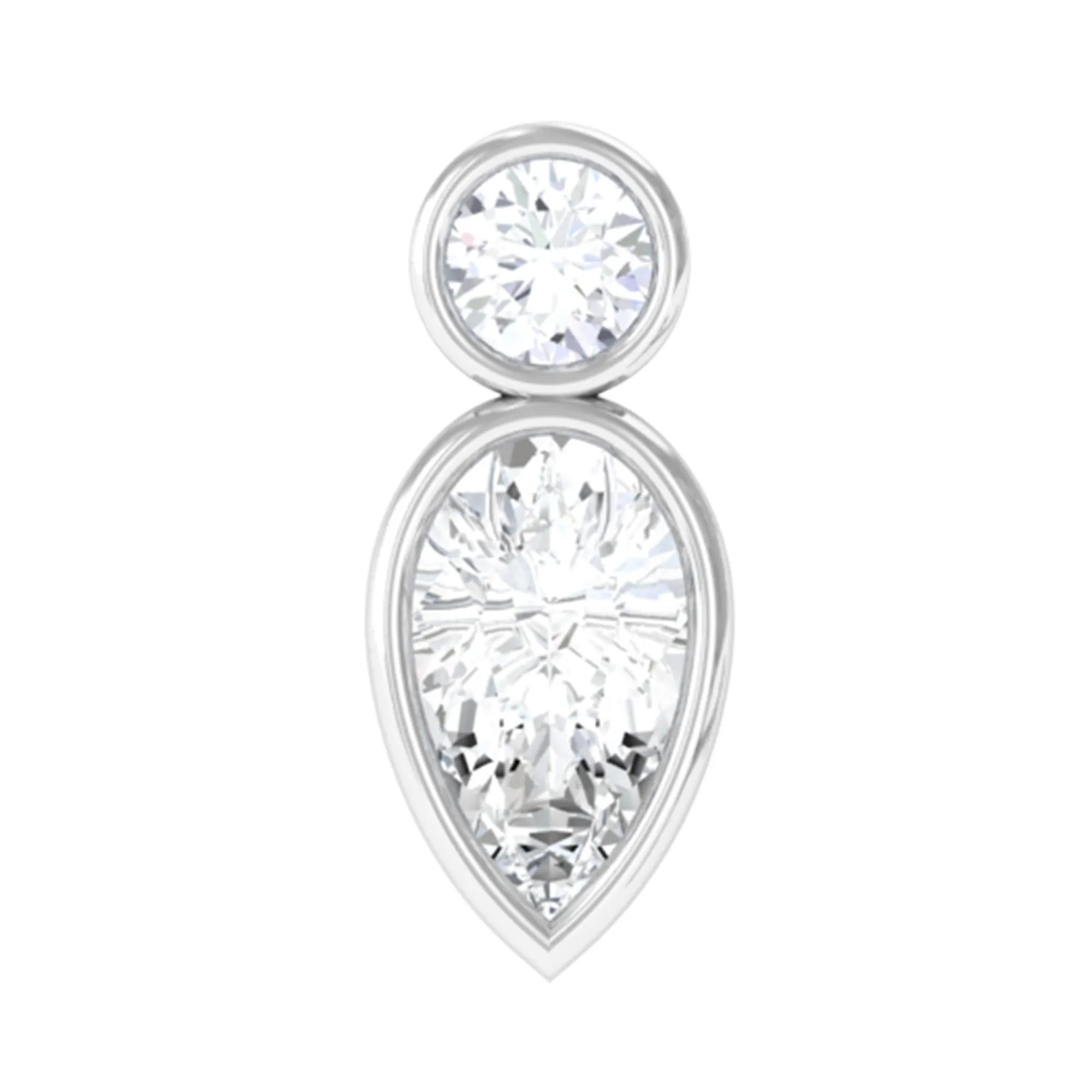 Dainty Pear and Round Cut Moissanite Tragus Earring