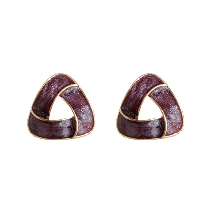Dark Purple Crystal Mosaic Invisible Clip On Stud Earrings