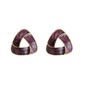 Dark Purple Crystal Mosaic Invisible Clip On Stud Earrings