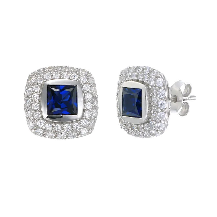 Deco Inspired Sapphire Earrings