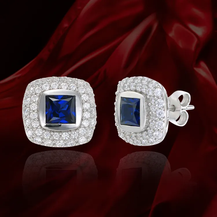 Deco Inspired Sapphire Earrings