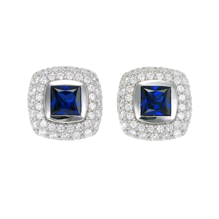 Deco Inspired Sapphire Earrings