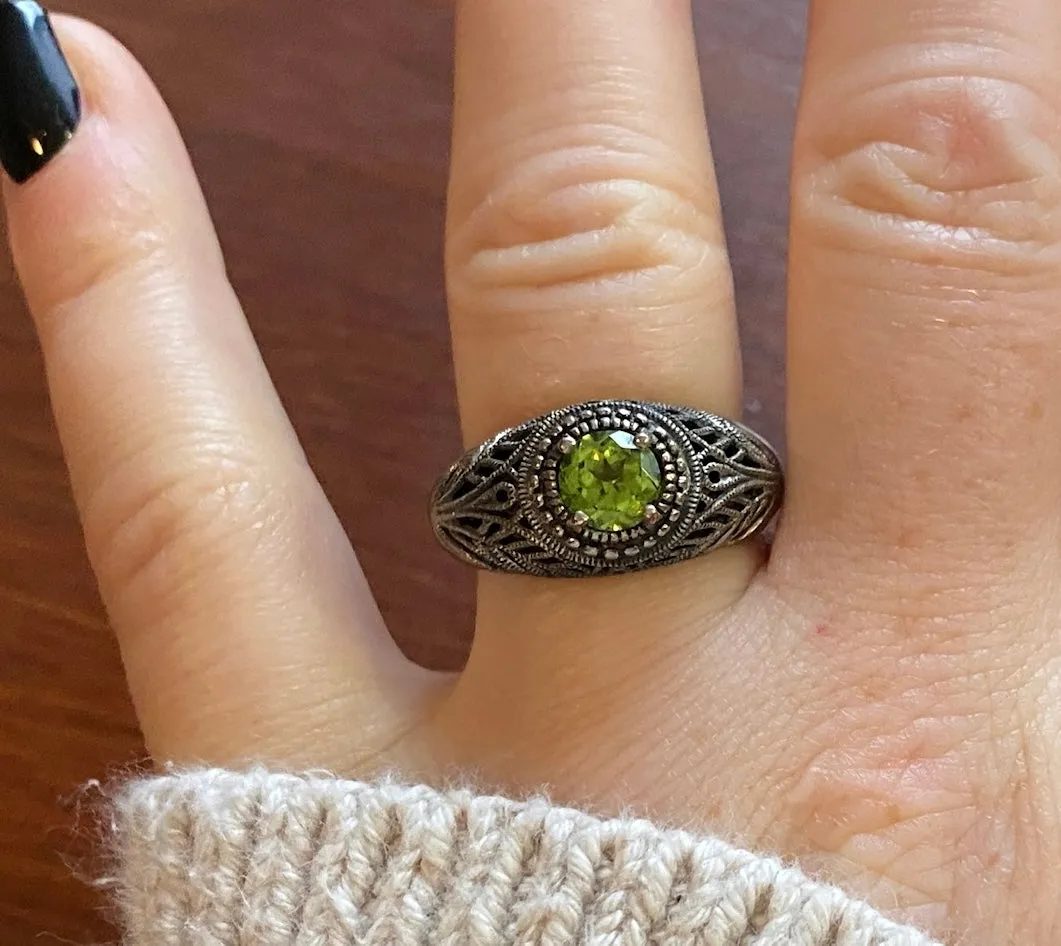 Designer CNA Sterling Silver 925 Peridot Sterling Silver 925 Ring