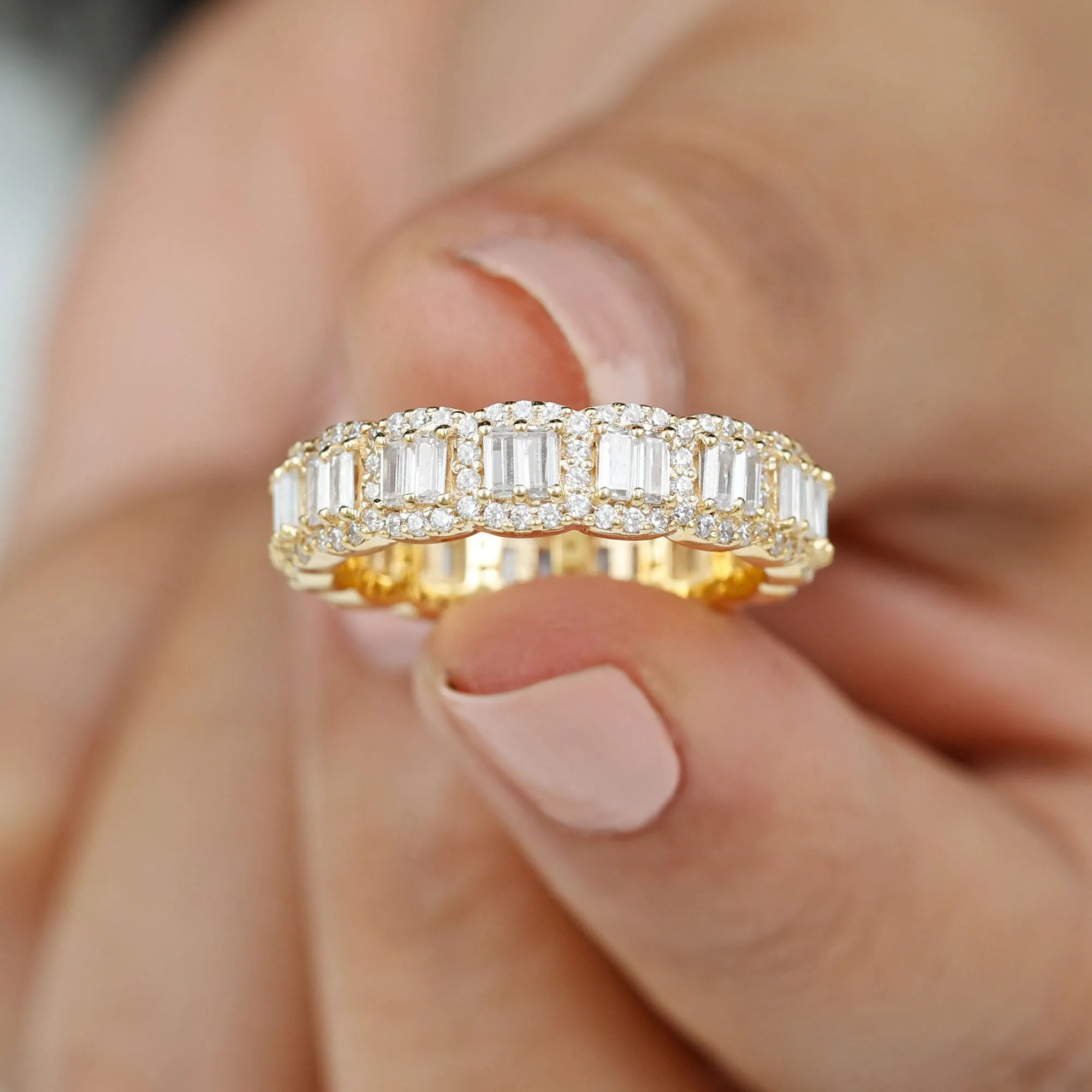 Designer Cubic Zirconia Semi Eternity Band Ring