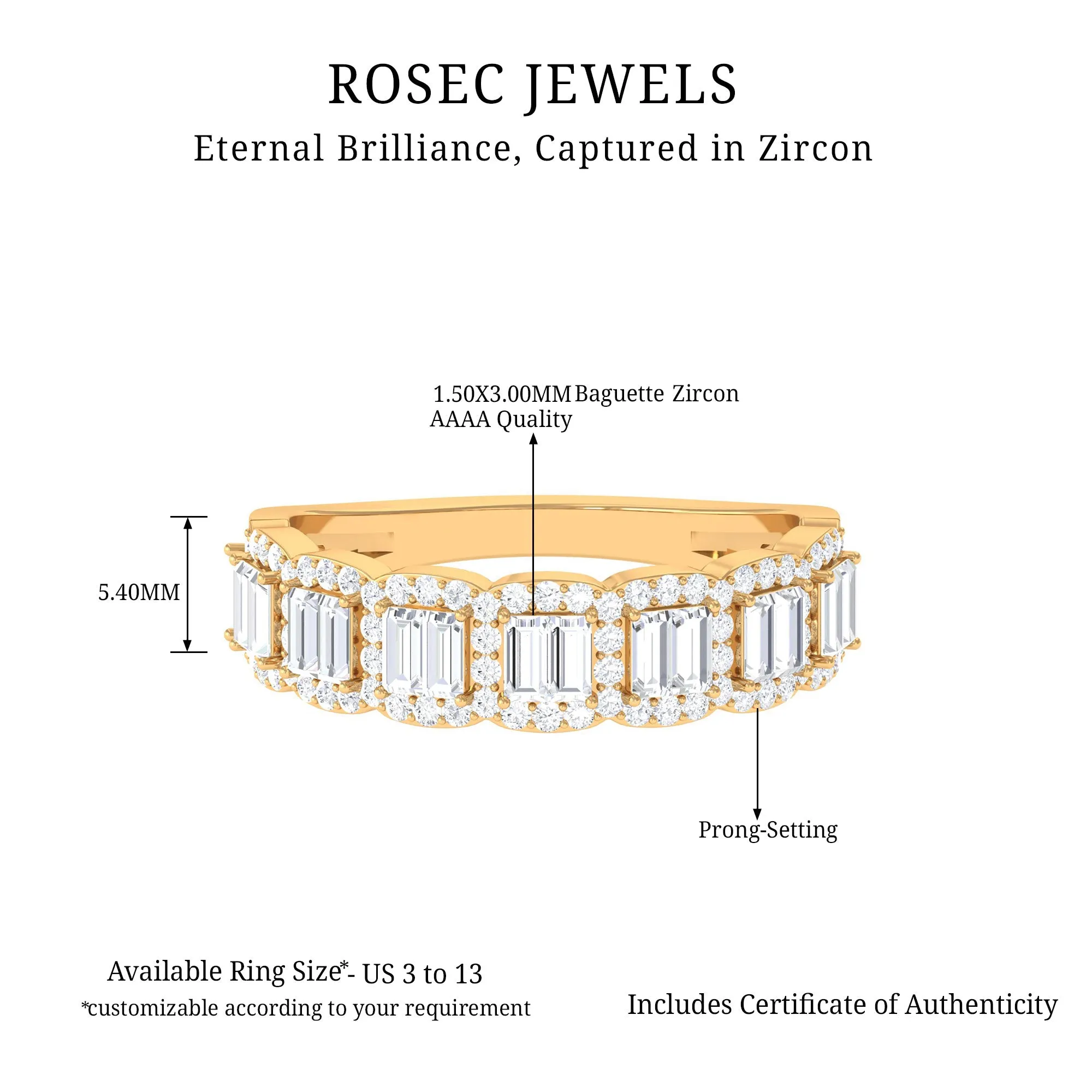 Designer Cubic Zirconia Semi Eternity Band Ring