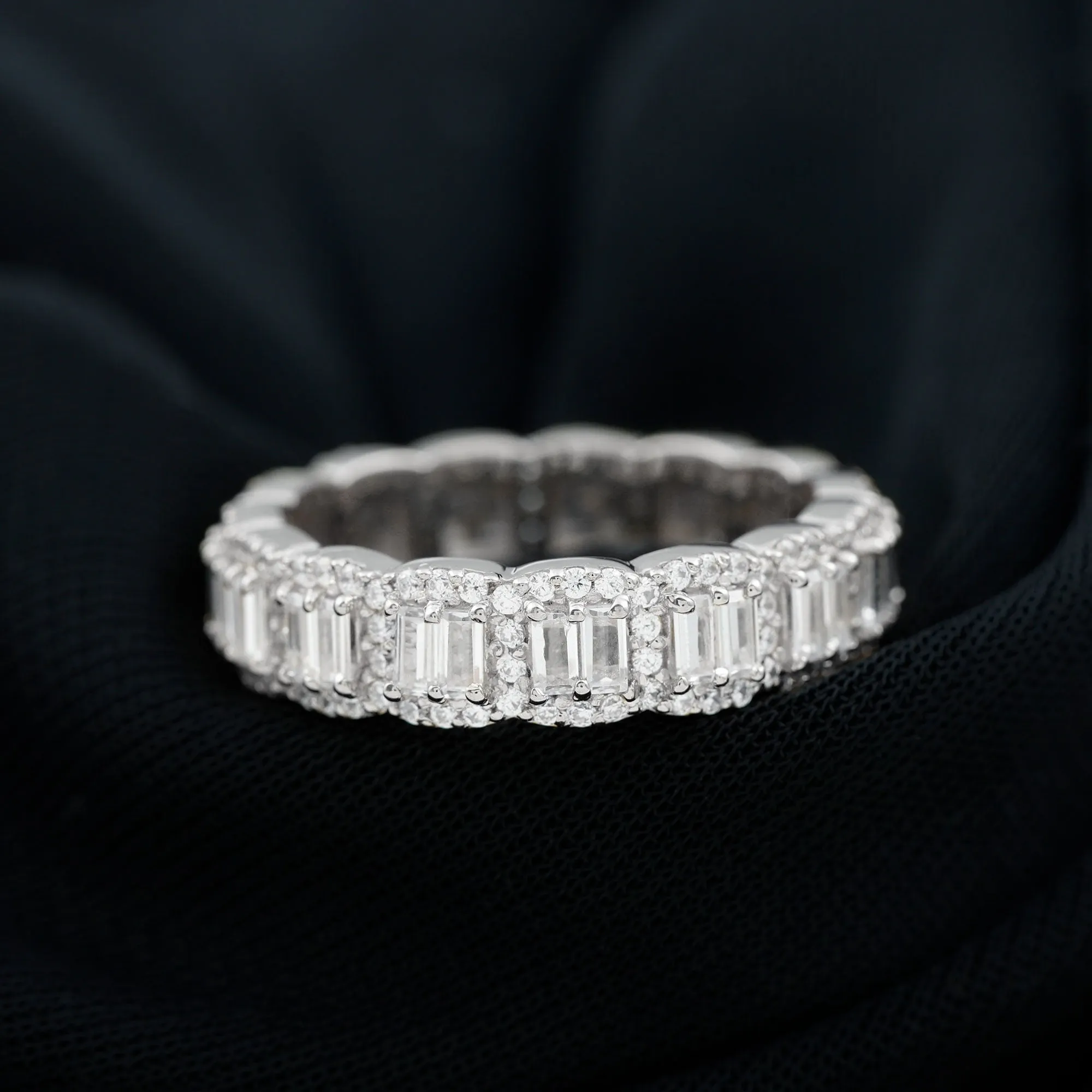 Designer Cubic Zirconia Semi Eternity Band Ring