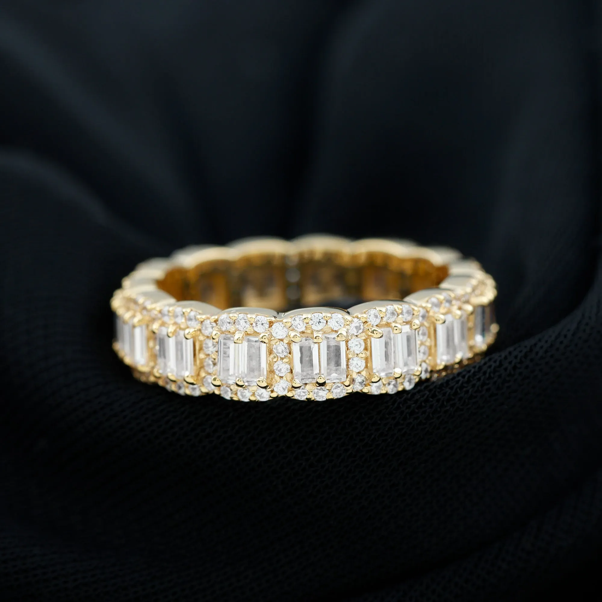 Designer Cubic Zirconia Semi Eternity Band Ring
