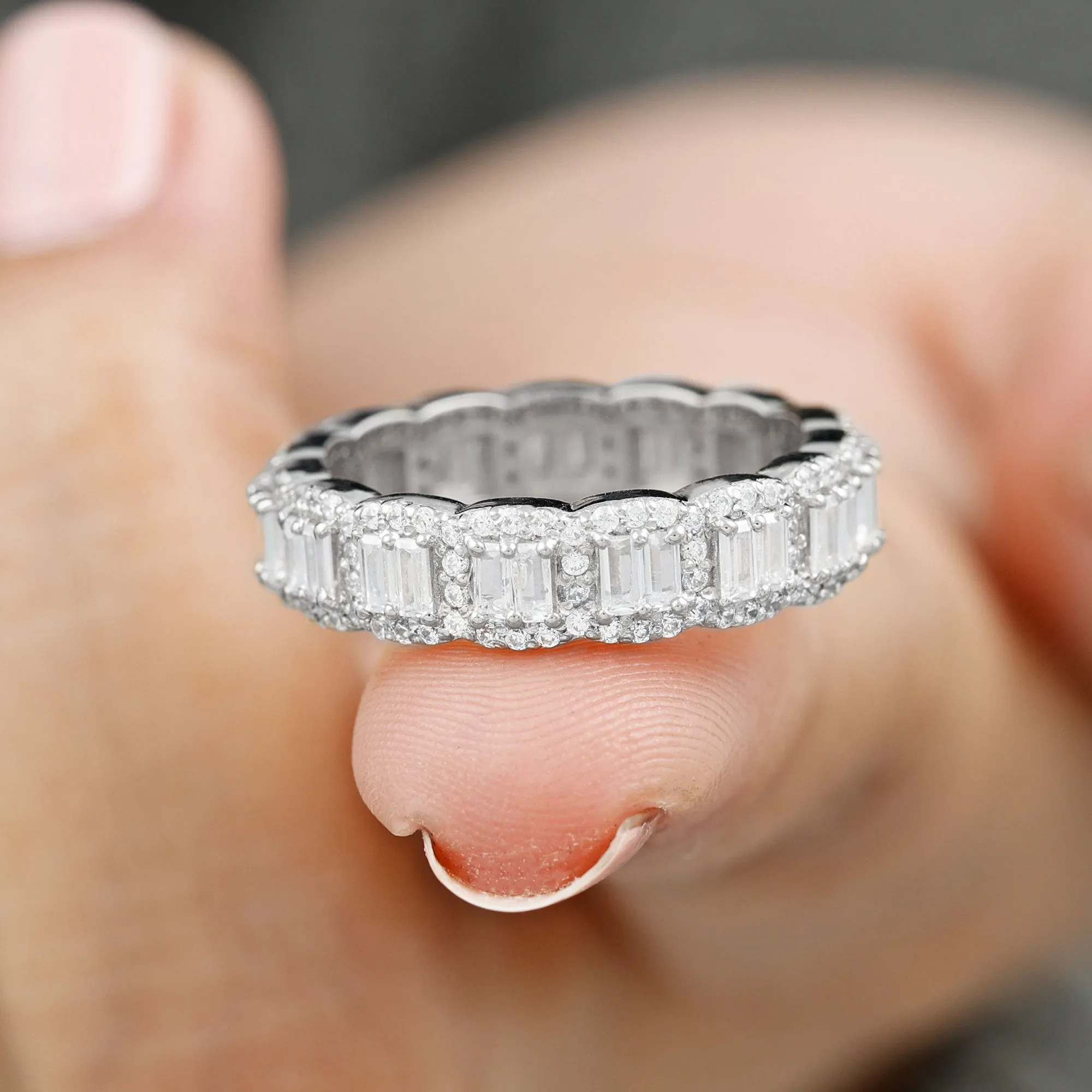 Designer Cubic Zirconia Semi Eternity Band Ring