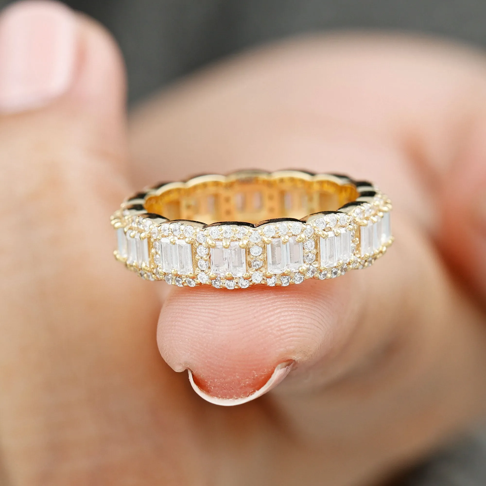 Designer Cubic Zirconia Semi Eternity Band Ring