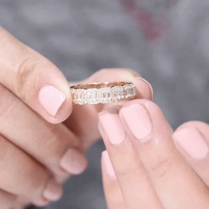 Designer Cubic Zirconia Semi Eternity Band Ring