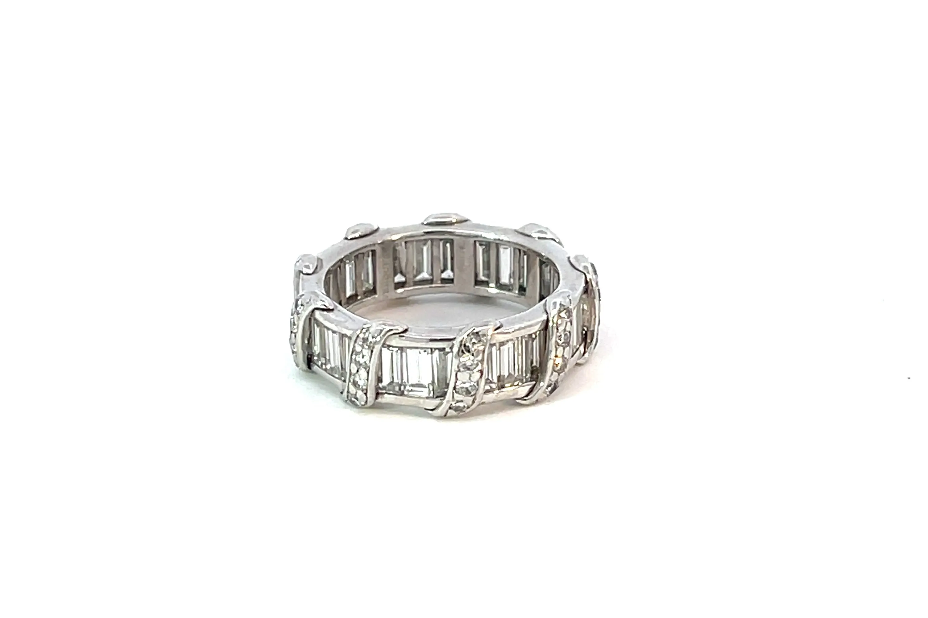 Diamond Baguette Twist Eternity Band Ring