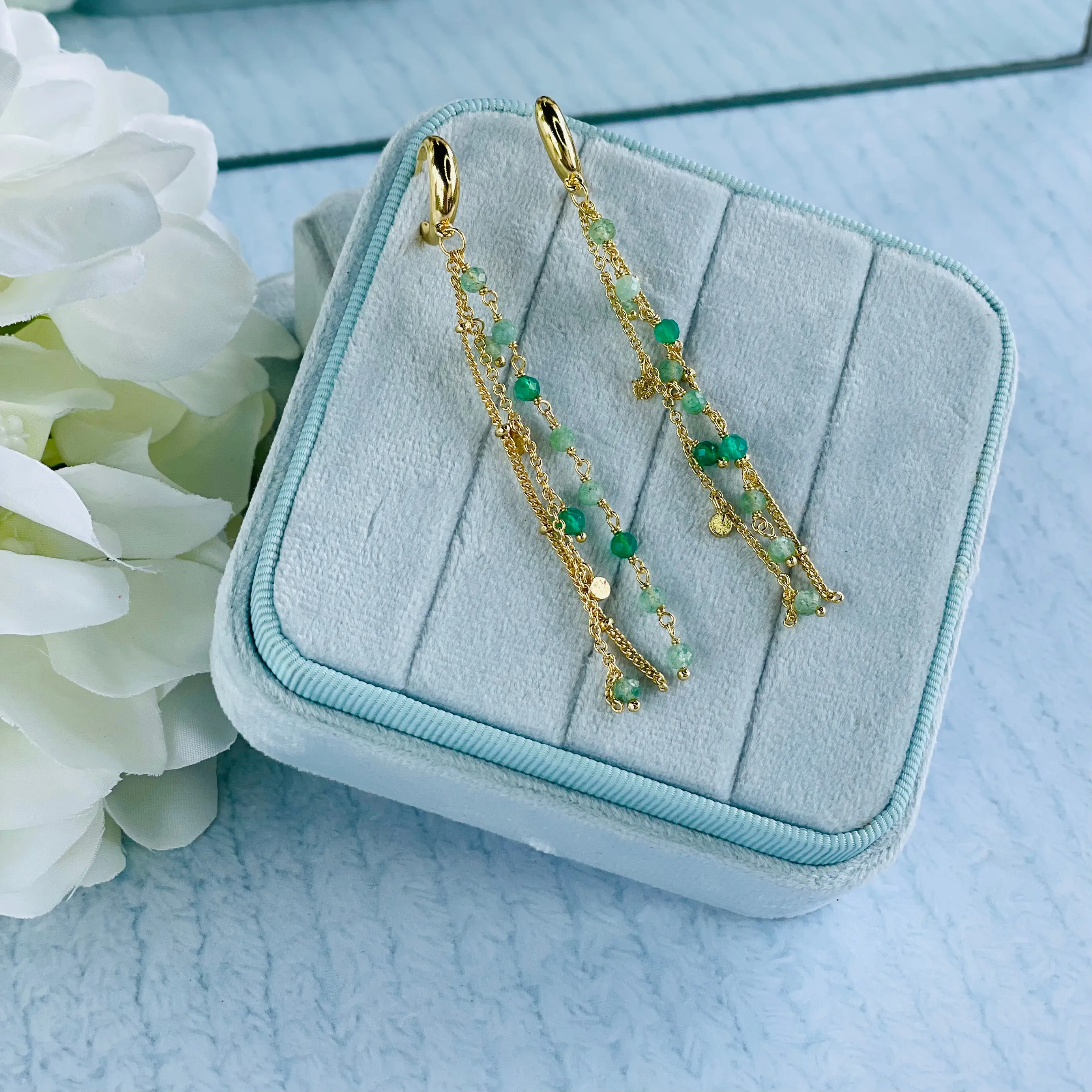 Earrings  - Meteorites in Greens