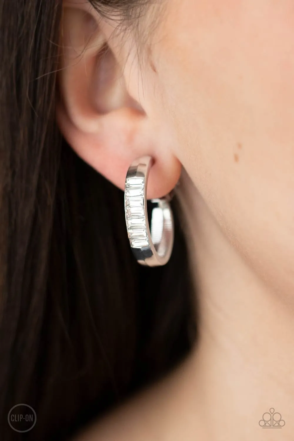 Earrings Ready, Steady, GLOW - White Clip On X3