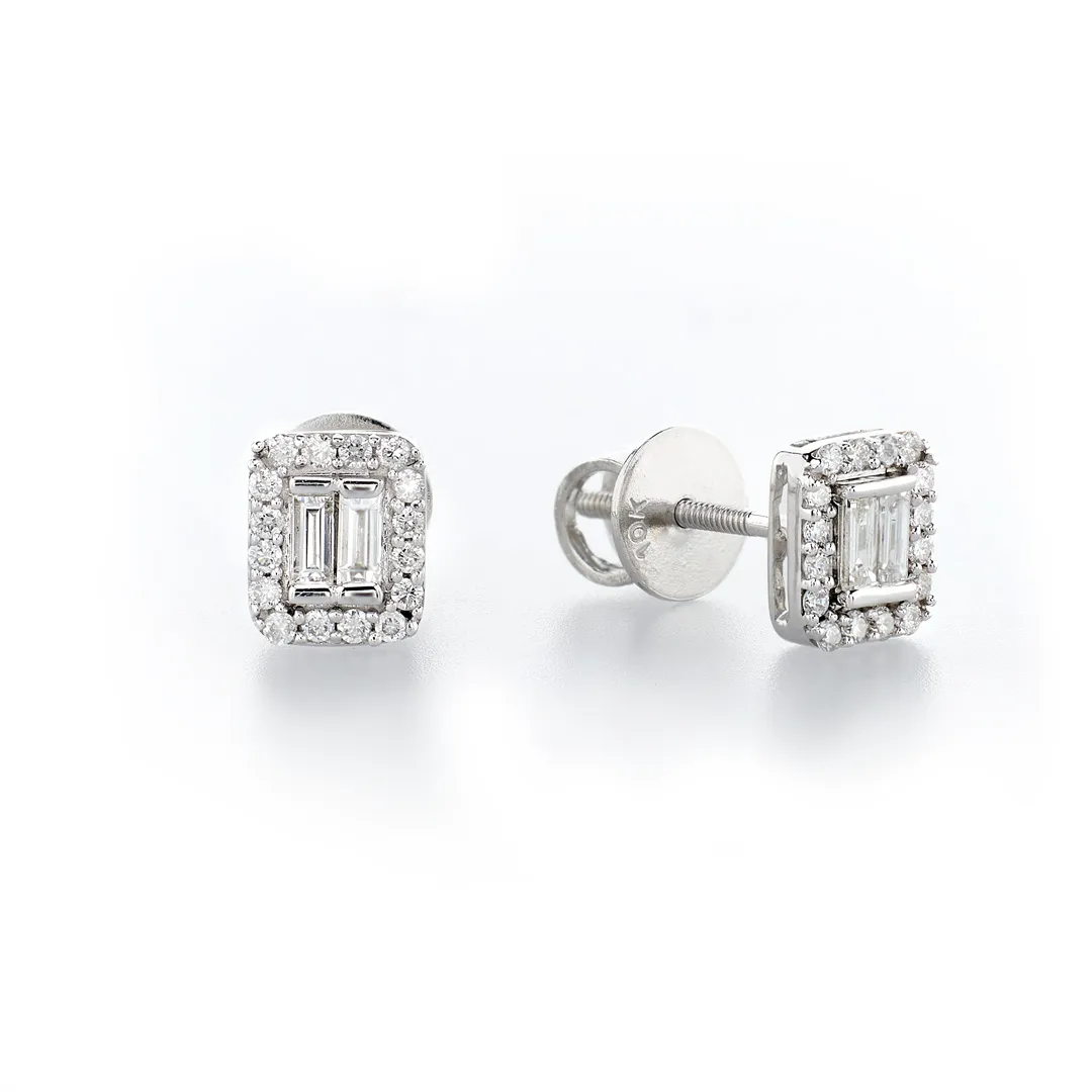 Emerald Baguette Studs