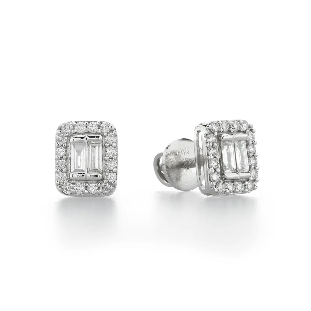 Emerald Baguette Studs