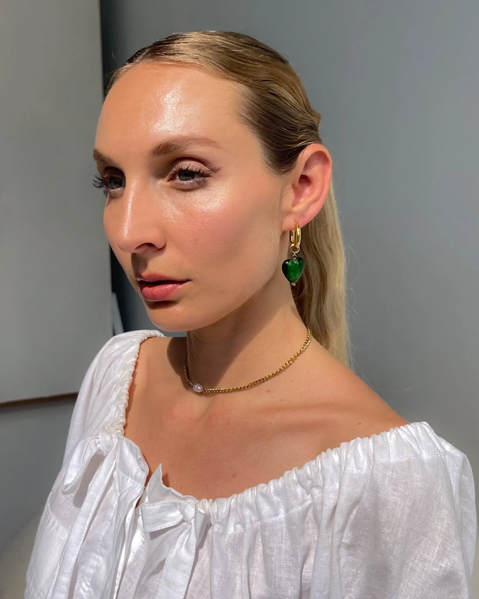 EMERALD DREAM HEART DROP EARRINGS GREEN