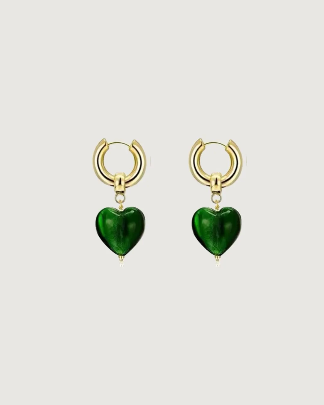 EMERALD DREAM HEART DROP EARRINGS GREEN