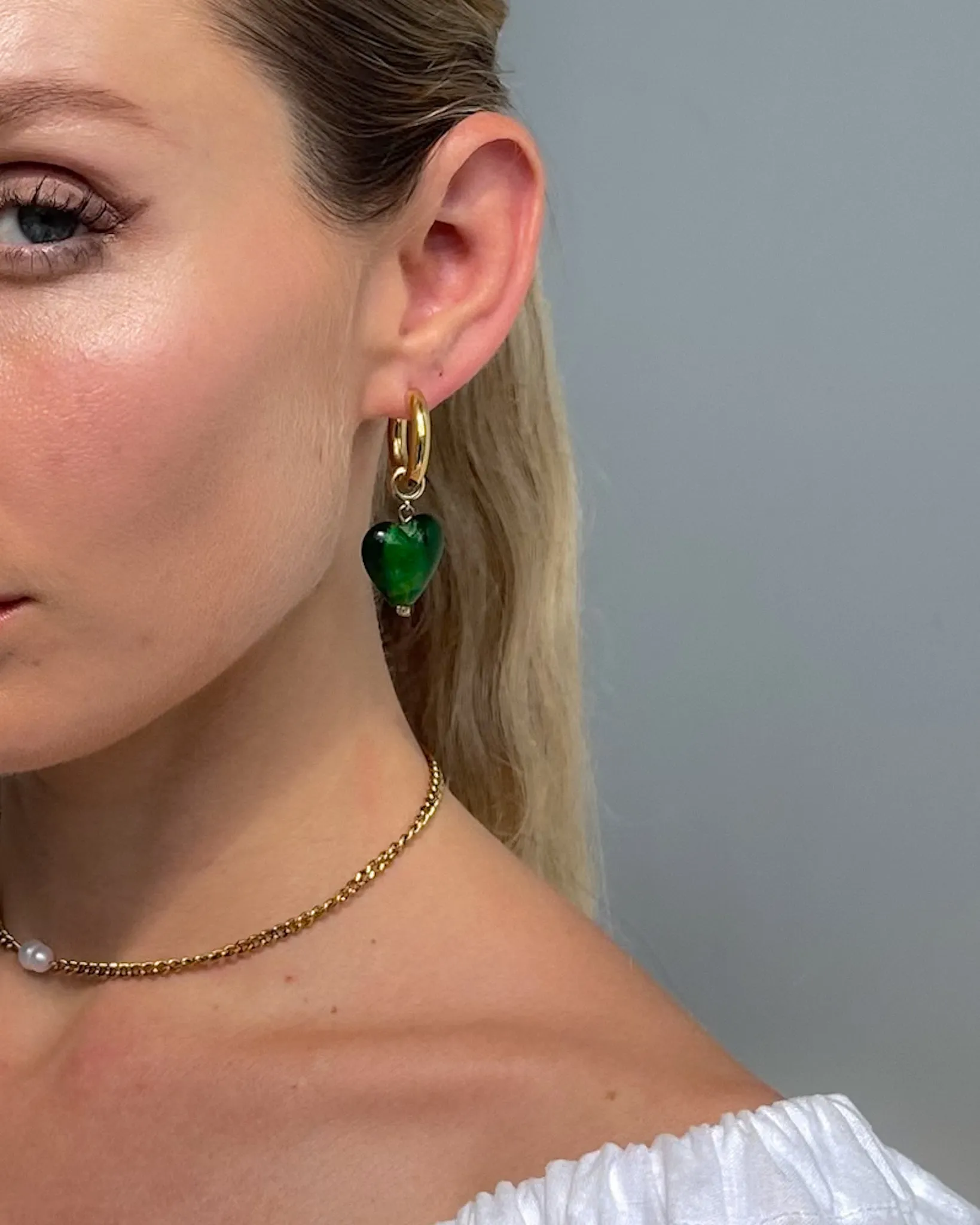 EMERALD DREAM HEART DROP EARRINGS GREEN