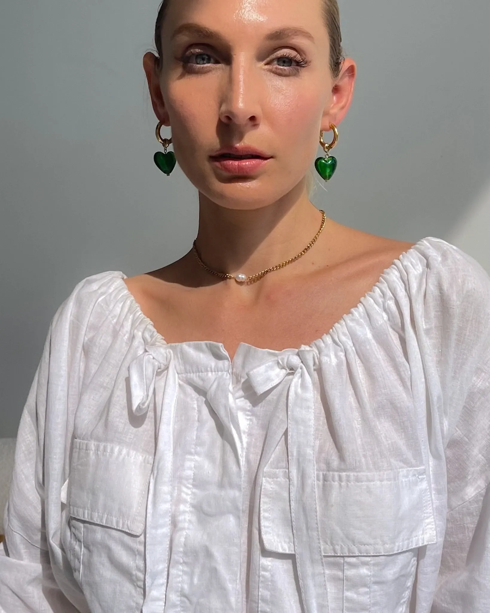 EMERALD DREAM HEART DROP EARRINGS GREEN