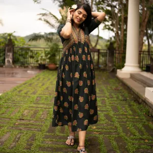 Emerald Green V Neck Alia Cut Dress