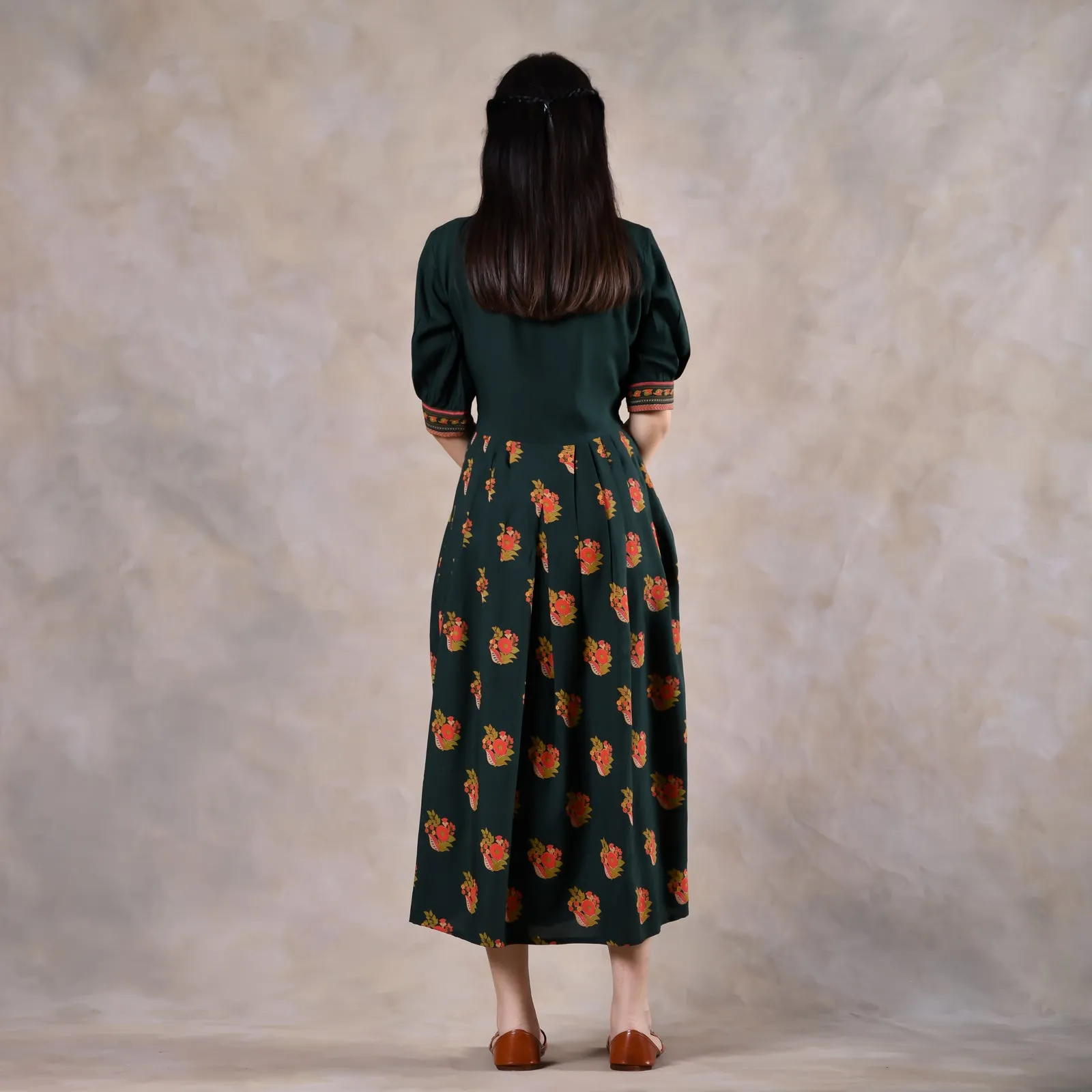 Emerald Green V Neck Alia Cut Dress