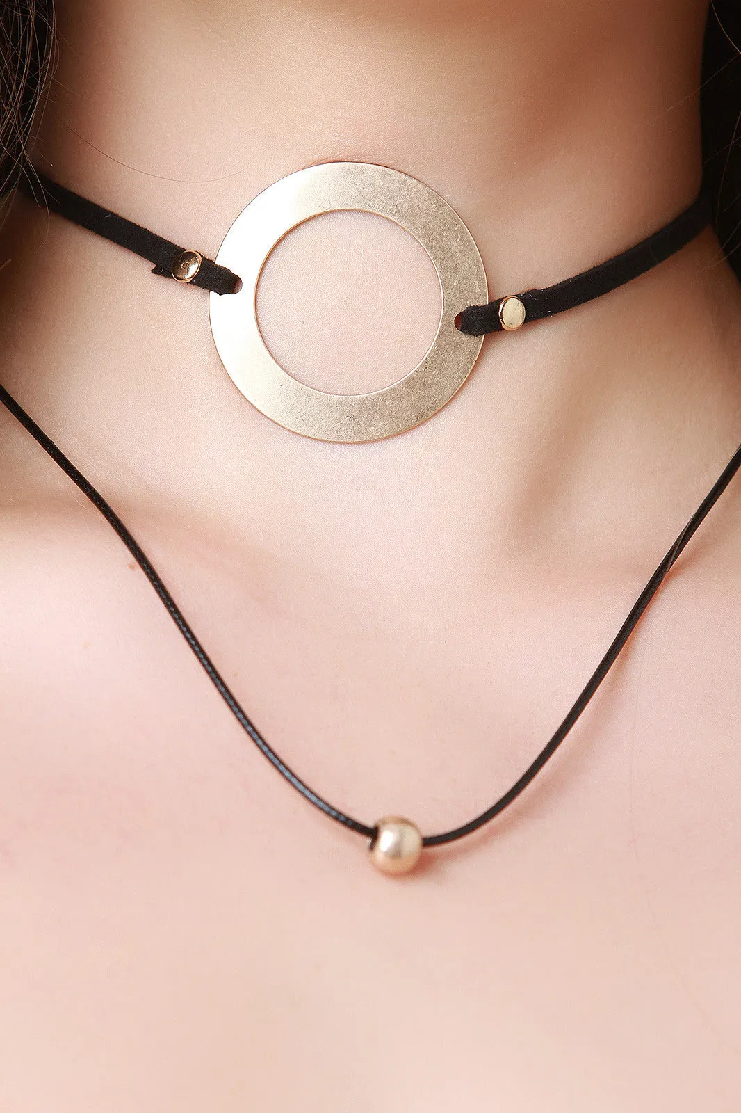 Empty Space Double Layer Choker Necklace Set