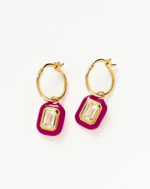 Enamel & Stone Charm Mini Hoop Earrings | 18k Gold Vermeil/White Cubic Zirconia