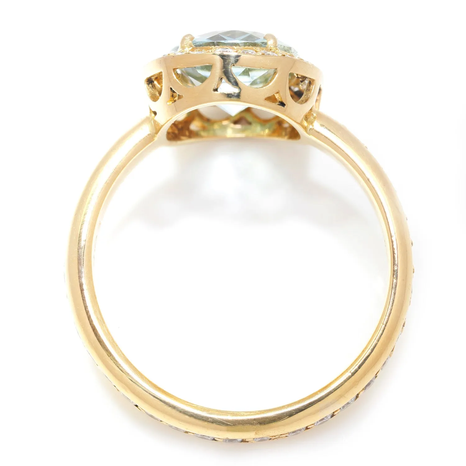 Erica Courtney Aquamarine Halo Eternity Ring with Diamonds 18K