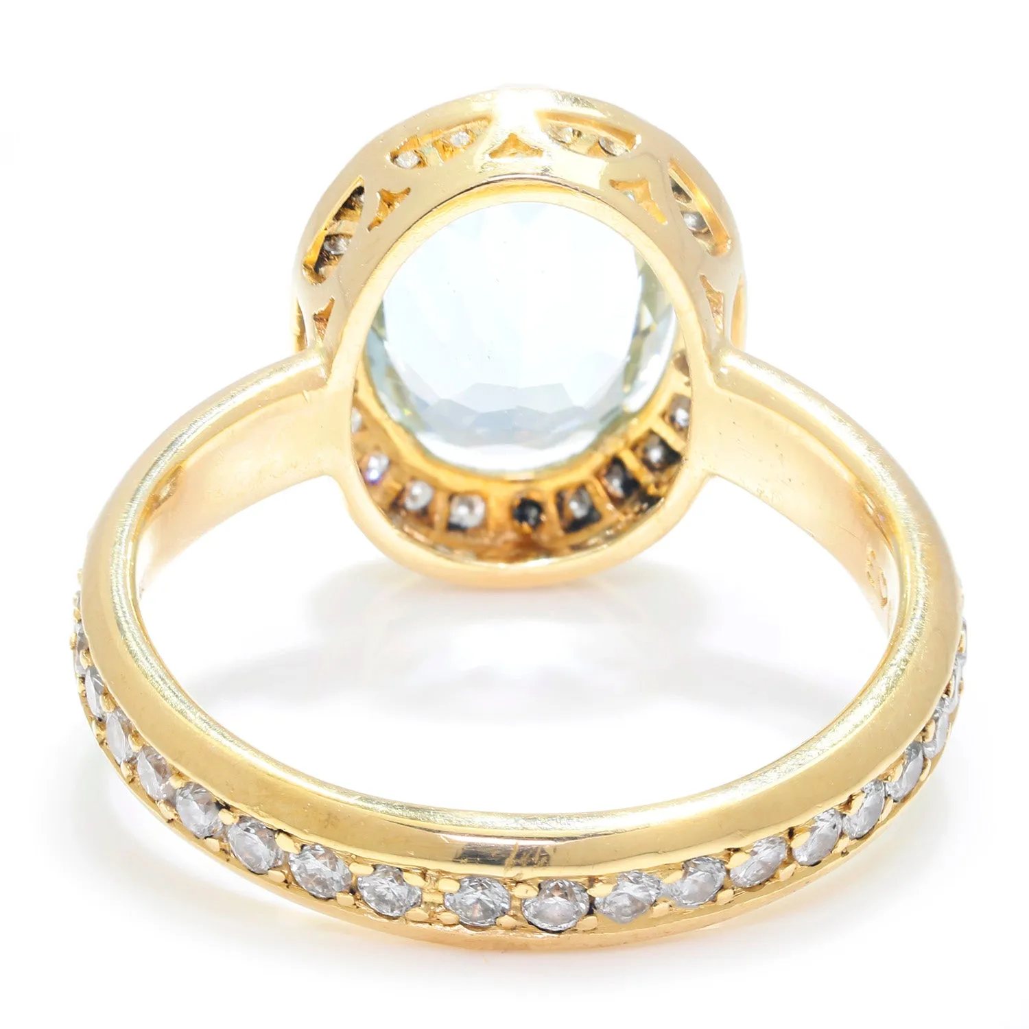 Erica Courtney Aquamarine Halo Eternity Ring with Diamonds 18K