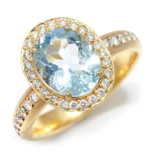 Erica Courtney Aquamarine Halo Eternity Ring with Diamonds 18K