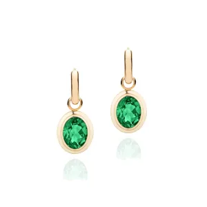Faceted Oval Emerald Hoop Earring, Small