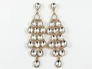 Fancy Elegant Long Chandelier Style Gold Tone Fashion Earrings