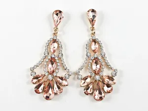 Fancy Stylish Bell Style Design Chandelier Pink Fashion Earrings