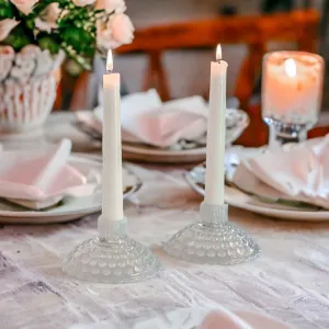Fenton Moonstone Hobnail Glass Candle Holders - Vintage 1940s Decor