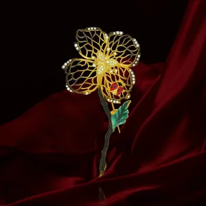 Filigree Flower Brooch with Ladybug