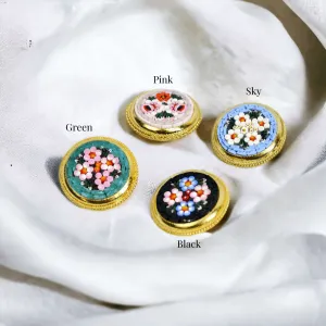 Florentine Mosaic Round Brooch, Lapel Pin, Made in Italy